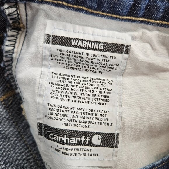 Carhartt FR Jeans Mens 36x32 Blue Denim Flame Resistant Relaxed Fit CAT 2 Work - Picture 6 of 16